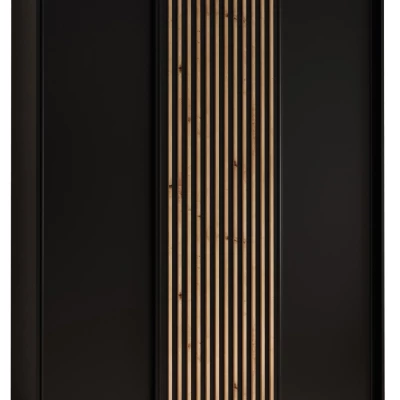 FIDELIA 1 gardróbszekrény - 170/60 cm, fekete / fekete / artisan tölgy