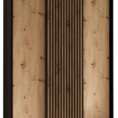 FIDELIA 1 gardróbszekrény - 170/60 cm, fekete / artisan tölgy / fekete