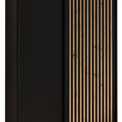 FIDELIA 1 gardróbszekrény - 130/45 cm, fekete / fekete / artisan tölgy