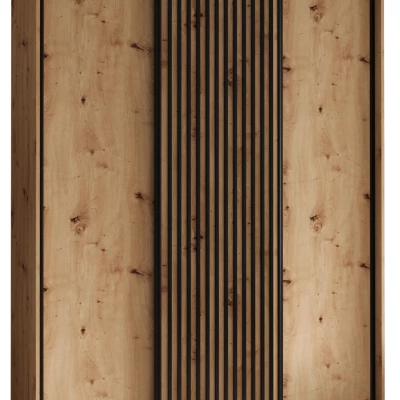 FIDELIA 1 gardróbszekrény - 180/45 cm, artisan tölgy / artisan tölgy / fekete
