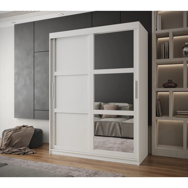 KORRA 2 gardróbszekrény - 150 cm, fehér / ezüst