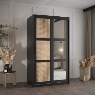 HALIMA 2 gardróbszekrény - 100 cm, fekete / fekete
