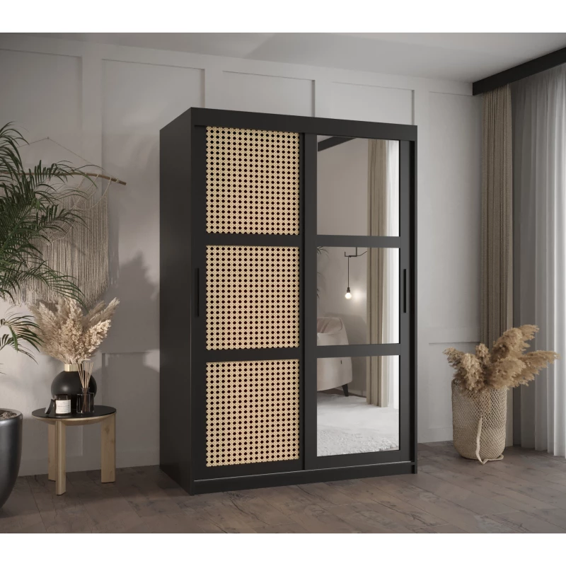 HALIMA 2 gardróbszekrény - 120 cm, fekete / fekete