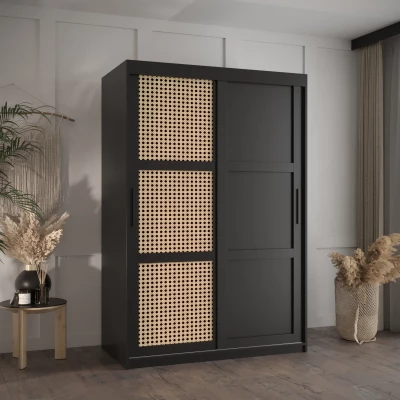 HALIMA 3 gardróbszekrény - 120 cm, fekete / fekete