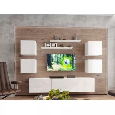 Modern nappali fal BRADT 74 - fehér / fényes fehér