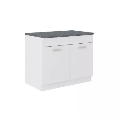 NEIL alsó kétajtós szekrény - szélesség 100 cm, fehér / gránit