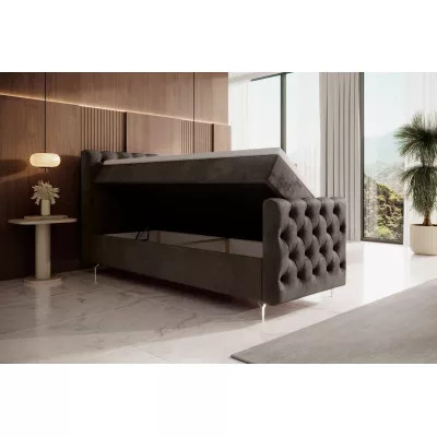 ADRIA PLUS kárpitozott ágy 80x200 tárolóhellyel - balos, barna