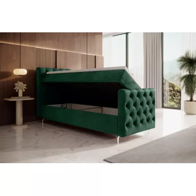ADRIA PLUS kárpitozott ágy 80x200 tárolóhellyel - balos, zöld