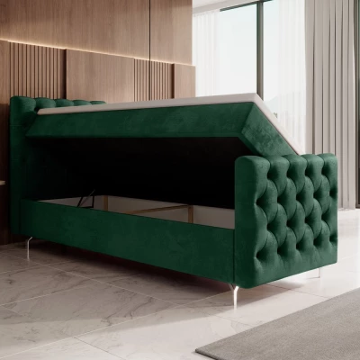 ADRIA PLUS kárpitozott ágy 90x200 tárolóhellyel - balos, zöld