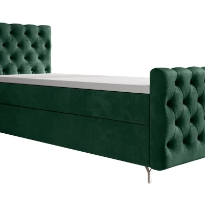 ADRIA PLUS kárpitozott ágy 90x200 tárolóhellyel - jobbos, zöld