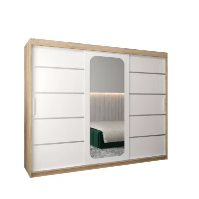 DONICELA 3 tükrös szekrény - 250 cm, sonoma / fehér
