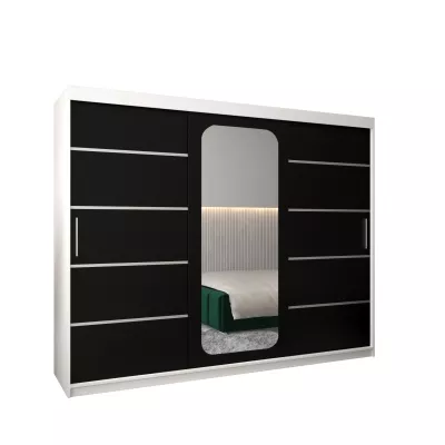 DONICELA 3 tükrös szekrény - 250 cm, fehér / fekete