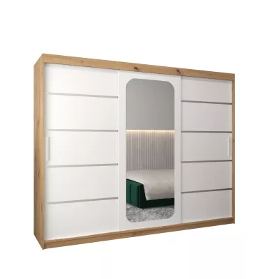DONICELA 3 tükrös szekrény - 250 cm, artisan / fehér