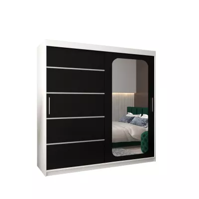 DONICELA 3 tükrös szekrény - 200 cm, fehér / fekete