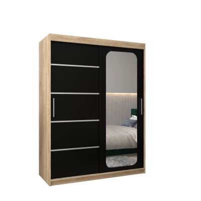 DONICELA 3 tükrös szekrény - 150 cm, sonoma / fekete 