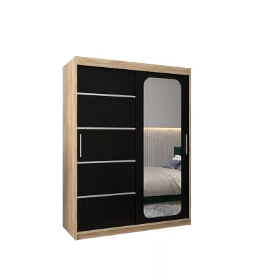 DONICELA 3 tükrös szekrény - 150 cm, sonoma / fekete 