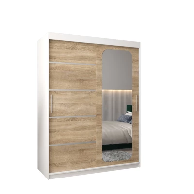 DONICELA 3 tükrös szekrény - 150 cm, fehér / sonoma