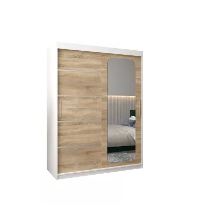 DONICELA 3 tükrös szekrény - 150 cm, fehér / sonoma