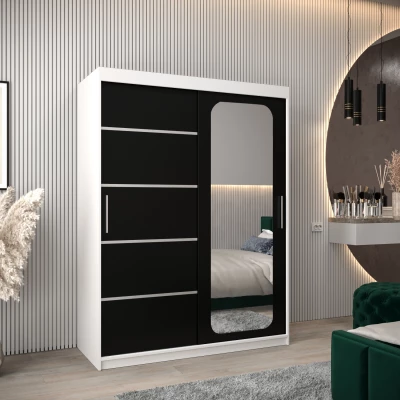 DONICELA 3 tükrös szekrény - 150 cm, fehér / fekete
