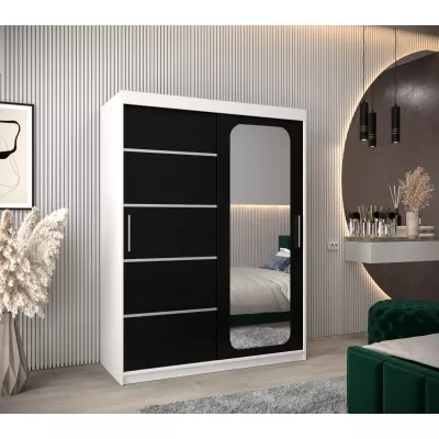 DONICELA 3 tükrös szekrény - 150 cm, fehér / fekete