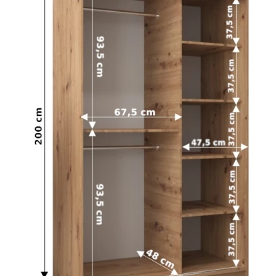 DONICELA 3 tükrös szekrény - 120 cm, sonoma