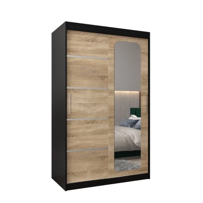 DONICEL 3 tükrös szekrény - 120 cm, fekete / sonoma