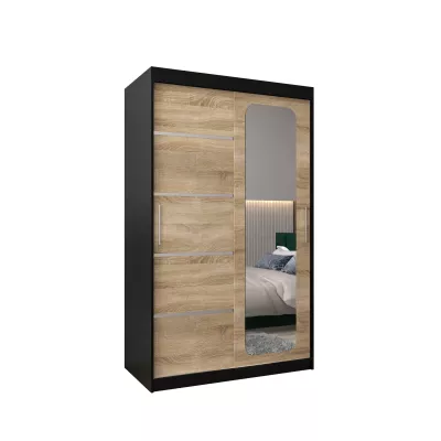 DONICEL 3 tükrös szekrény - 120 cm, fekete / sonoma