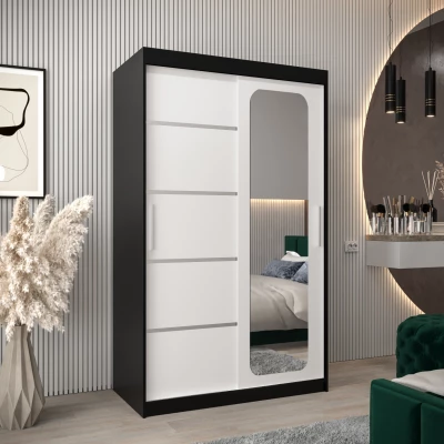 DONICELA 3 tükrös szekrény - 120 cm, fekete / fehér
