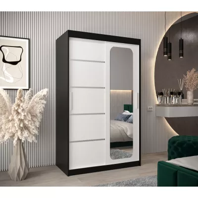 DONICELA 3 tükrös szekrény - 120 cm, fekete / fehér