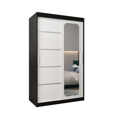 DONICELA 3 tükrös szekrény - 120 cm, fekete / fehér