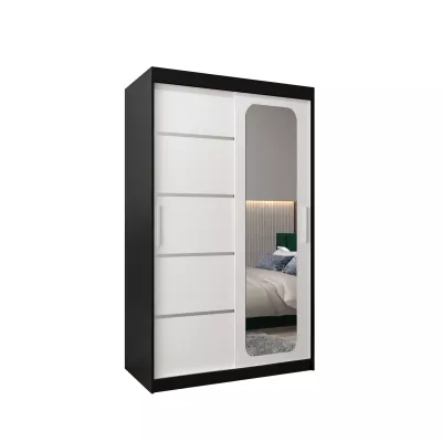 DONICELA 3 tükrös szekrény - 120 cm, fekete / fehér