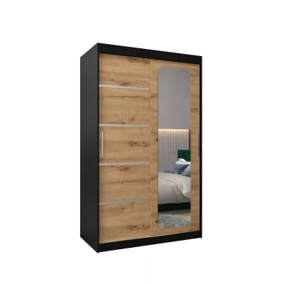 DONICELA 3 tükrös szekrény - 120 cm, fekete / artisan