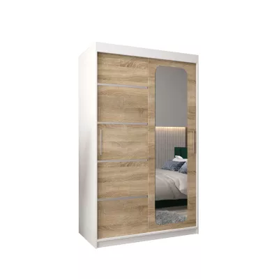 DONICELA 3 tükrös szekrény - 120 cm, fehér / sonoma