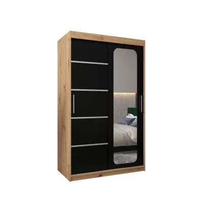 DONICELA 3 tükrös szekrény - 120 cm, artisan / fekete