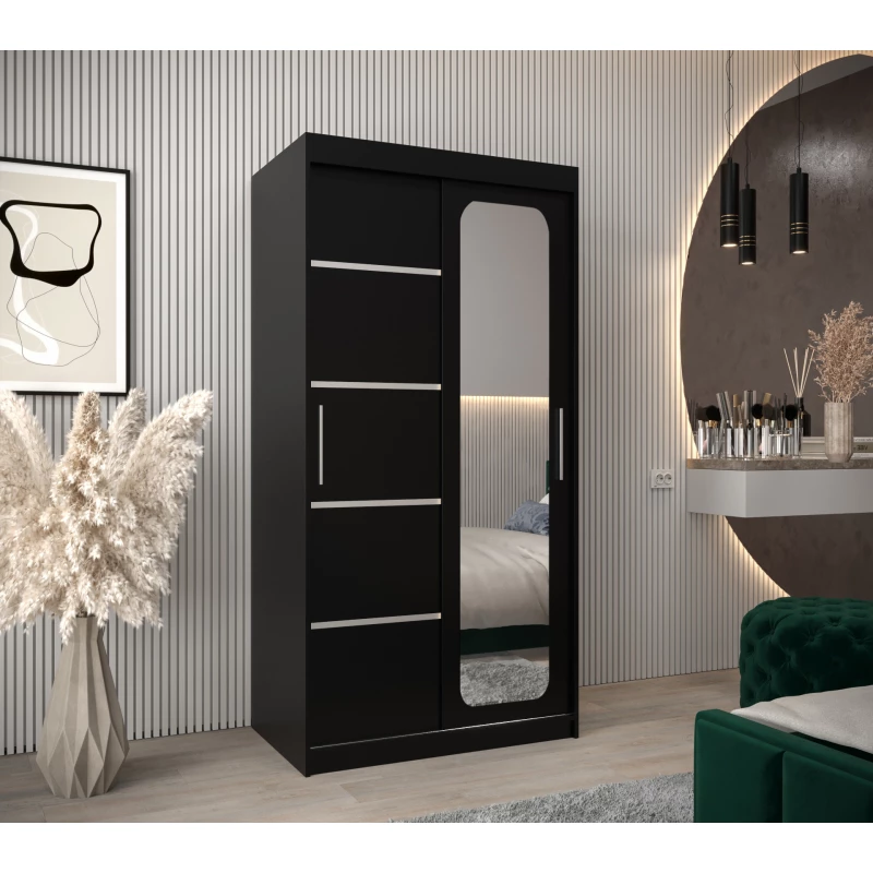 DONICELA 3 tükrös szekrény - 100 cm, fekete