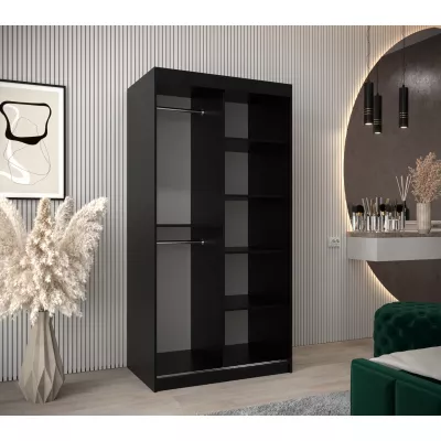 DONICELA 3 tükrös szekrény - 100 cm, fekete