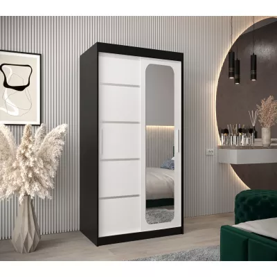 DONICELA 3 tükrös szekrény - 100 cm, fekete / fehér