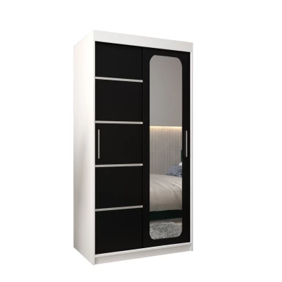 DONICELA 3 tükrös szekrény - 100 cm, fehér / fekete