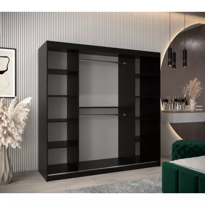 DONICELA 2 tükrös szekrény - 200 cm, fekete / fehér