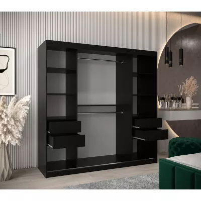 DONICELA 2 tükrös szekrény - 200 cm, fekete / fehér