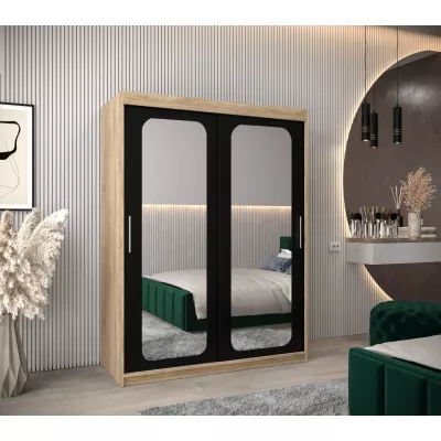 DONICELA 2 tükrös szekrény - 150 cm, sonoma / fekete 