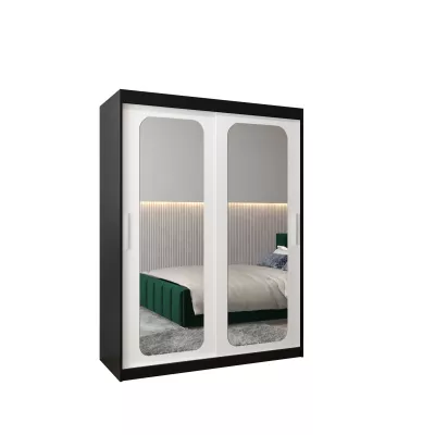 DONICELA 2 tükrös szekrény - 150 cm, fekete / fehér
