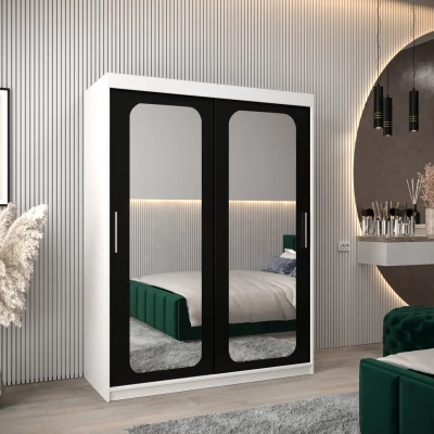 DONICELA 2 tükrös szekrény - 150 cm, fehér / fekete