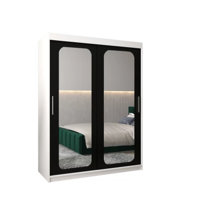 DONICELA 2 tükrös szekrény - 150 cm, fehér / fekete