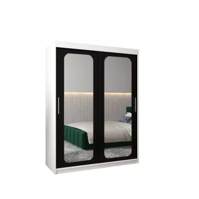 DONICELA 2 tükrös szekrény - 150 cm, fehér / fekete