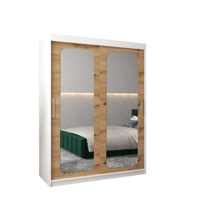 DONICELA 2 tükrös szekrény - 150 cm, fehér / artisan