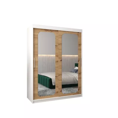 DONICELA 2 tükrös szekrény - 150 cm, fehér / artisan