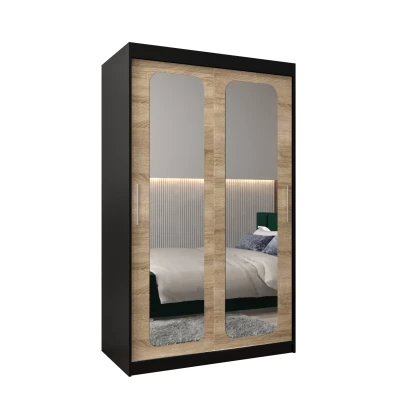 DONICELA 2 tükrös szekrény - 120 cm, fekete / sonoma