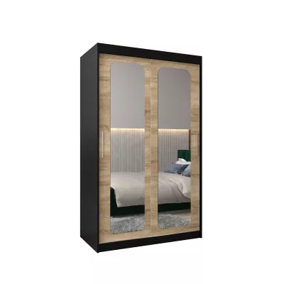 DONICELA 2 tükrös szekrény - 120 cm, fekete / sonoma