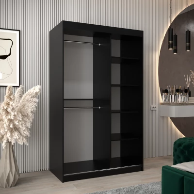DONICELA 2 tükrös szekrény - 120 cm, fekete / sonoma